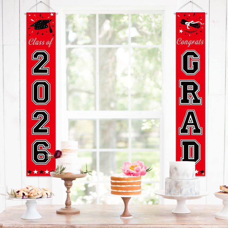 DAZONGE Graduation Decorations 2026, Red and Black Class of 2026 Decorations Graduation Banners for Any Schools or Grades Party Favor - Image 5
